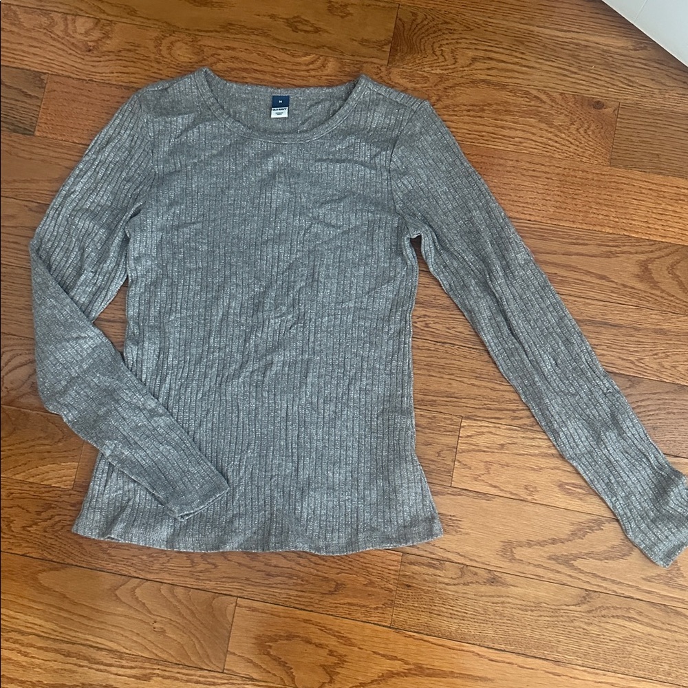 Old Navy Heather Gray Ribbed Knit Top
